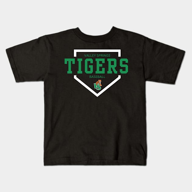 Valley Springs Baseball Green Kids T-Shirt by Crossbar Apparel